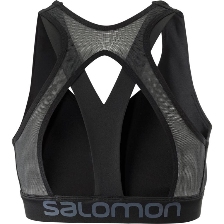 Black Salomon Cross Women's Run Bras | IE WY6452